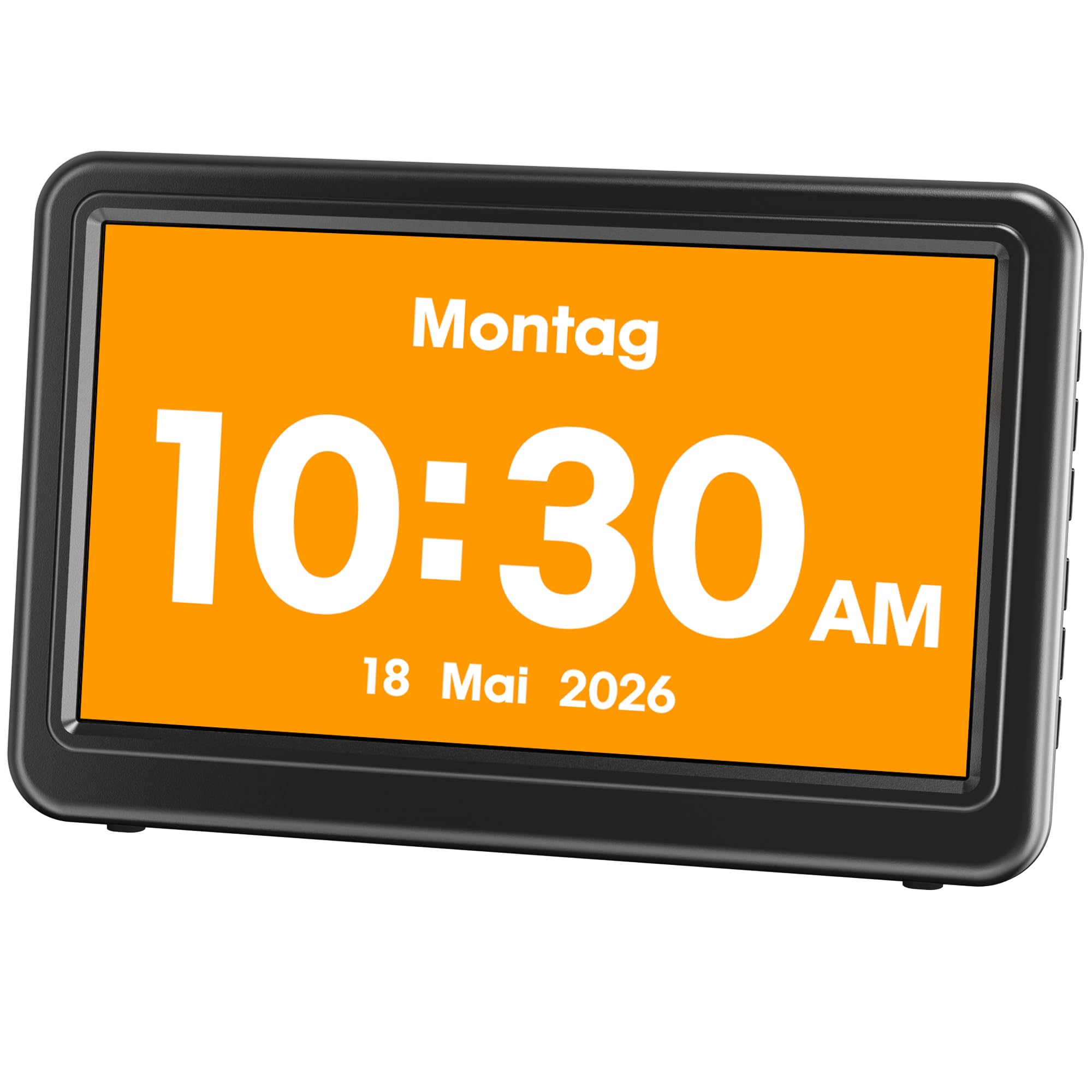 Mesqool 7'' Digitaler Kalender, Wecker mit 20 Erinnerung & Alarmen, 12 Themen & 10 Dimmbar & 6 Sprachen, 18 Klingeltöne & Auto DST & Bilderrahmen, Demenz Uhr