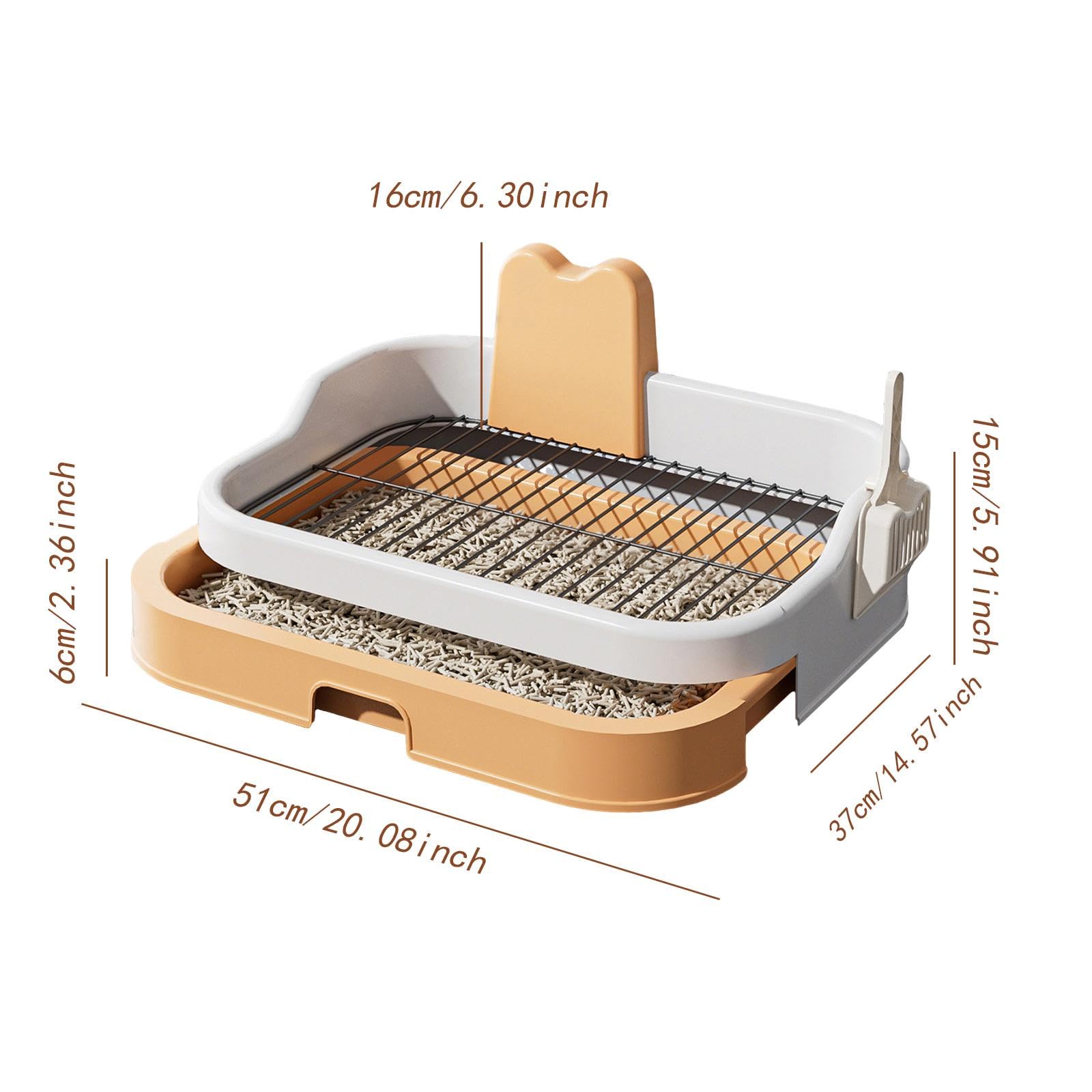 Inodoro para Perros Bandeja Higiénica Estable Material Robusto Fácil Mantenimiento Protege Suelos Y Patas Adecuada para Dormitorios Hogares Apartamen, Naranja Blanco