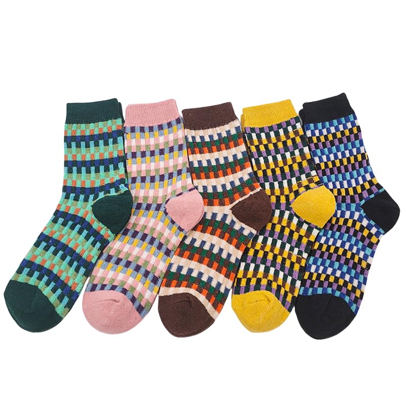 Image of 5 Pack Women's Wool Socks Warm Winter Socks Funny Crew Socks Thick Knit Soft Cabin Cozy Crew Boot Socks For Women Gifts