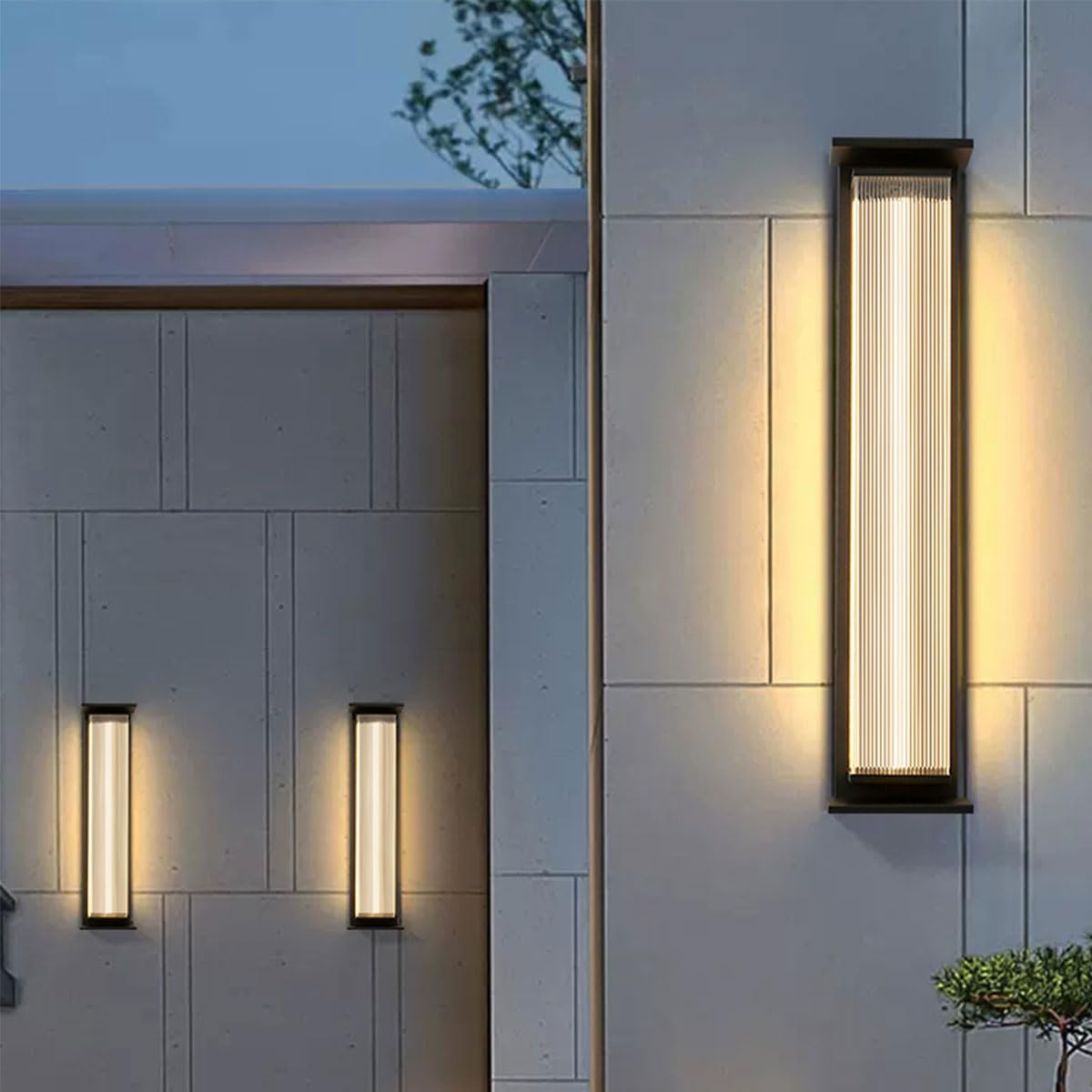 Nowoczesna minimalistyczna lampa ścienna zewnętrzna, słupek ogrodzeniowy, oświetlenie dekoracyjne, taras, ogród, wodoodporny sprzęt oświetleniowy