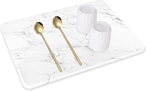 Tapete de secado de piedra para encimera de cocina, tapete de secado de platos de piedra súper absorbente, tapete de secado rápido de tierra de