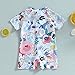 niceclould Toddler Boy Girl Short Sleeve One Piece Zipper Swimsuit Watercolor Swimwear Romper Jumpsuit Beach Bathing Suit (US, Age, 12 Months, 18 Months, A-Watercolour)