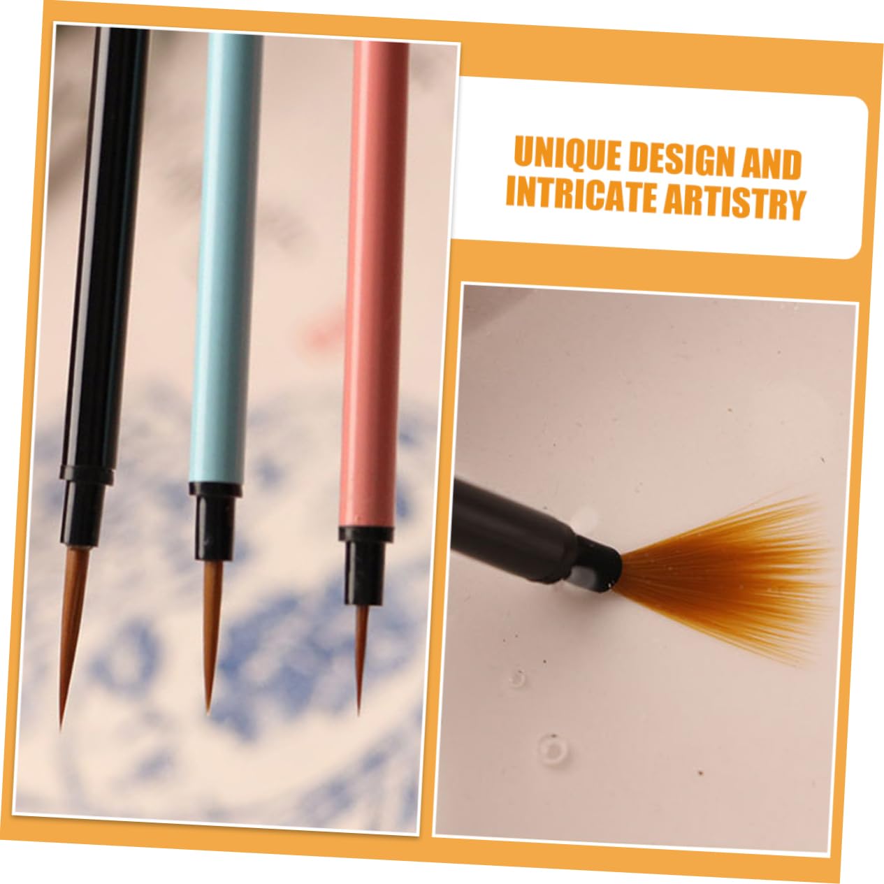 Veemoon 4sets Calligraphy Brush Fine Detailing Paint Brush Lightweight Watercolor Painting Line Portable 3pcs*4