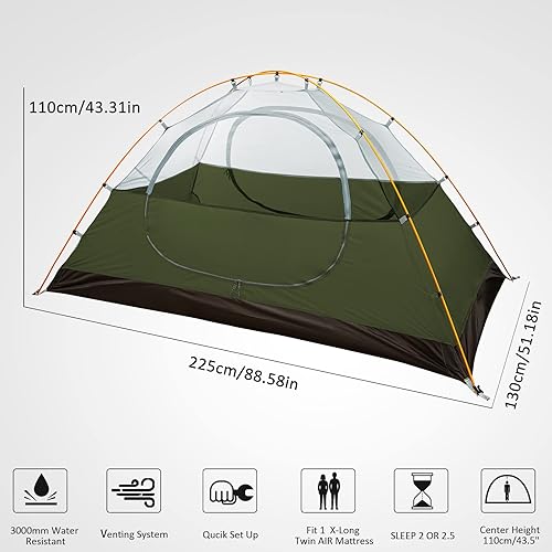 Miniatura 2 de Bessport Camping Tent 12 Person Tent Waterproof Two Doors Backpacking Tent Easy Setup Lightweight for Outdoor, Hiking Mountaineering Travel