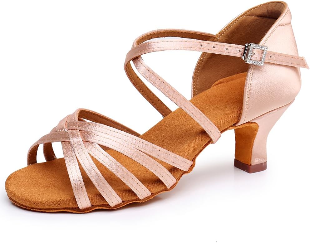 Women's Latin Dance Shoes Satin Professional Ballroom Salsa Practice Performance Dance Shoes