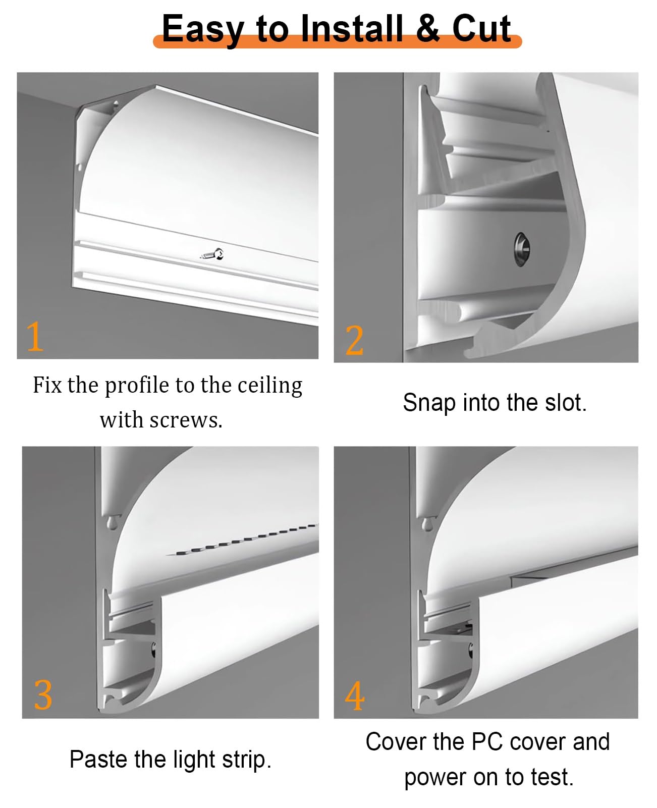 Listello per battiscopa per interni, copertura multiuso per pavimento/parete, 11 m, kit di sistema di illuminazione a soffitto senza barra LED