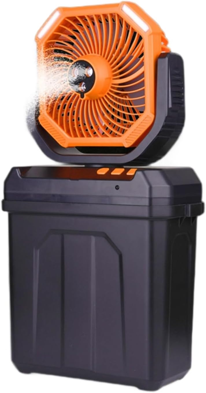 30000mAh Rechargeable Camping Misting Fan With Light Timer Fan With Hook 6L Bucket For Tent Garage Outdoor Use Camping Cooling