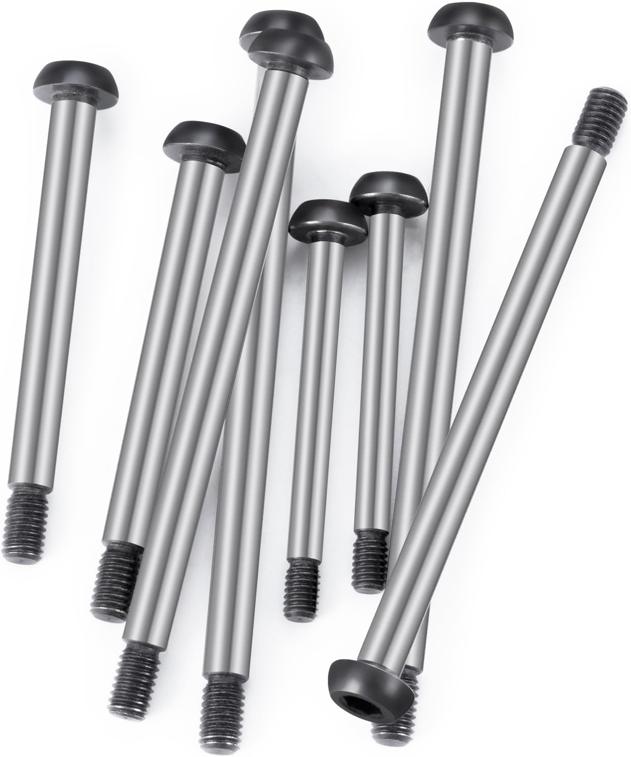8PCS Polished Steel 1144 Lock-nut Style Hinge-Pin Complete Suspension Pin Set Screw Pins Compatible with 1/10 Traxxa Slash 2WD Hoss Rustler Stampede RC Car Upgrade Replacement Parts