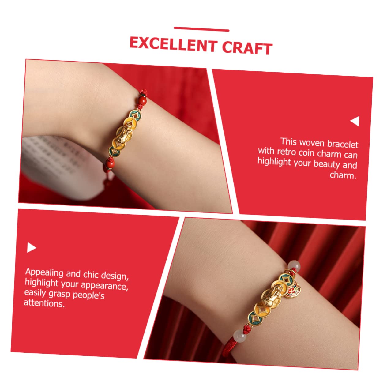 5 Piezas Pulsera Cuerda De Muñeca Tejida Accesorios Mujer Joyería De La Amistad Vestido De Discoteca Pendientes Disco De Amistad Cordón De Muñeca Rojo Cuerda