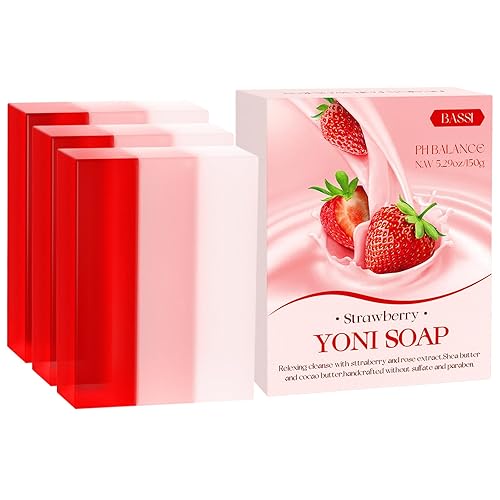 Miniatura 8 de Yoni - Barras de jabón femeninas, 2 piezas, 100% natural orgánico fresa Yoni jabón en barra para mujer Ph Balance Yoni Wash elimina el equilibrio de