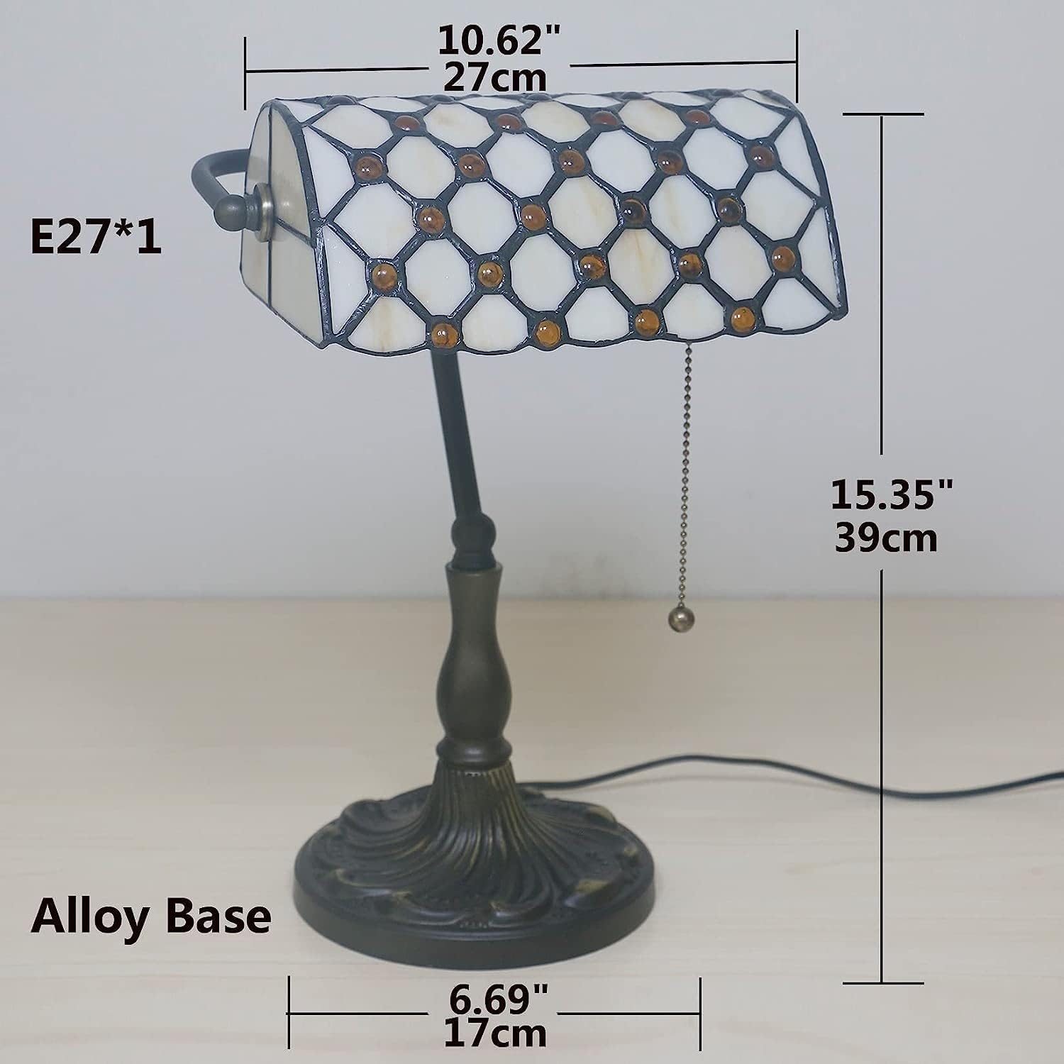 Bankiers Tischlampe, farbige Glaslampe, Kristallperlenschreibtischlampe, Schlafzimmer in der Nacht Leselampe (beige brauner Glasperlenschatten) Innovate