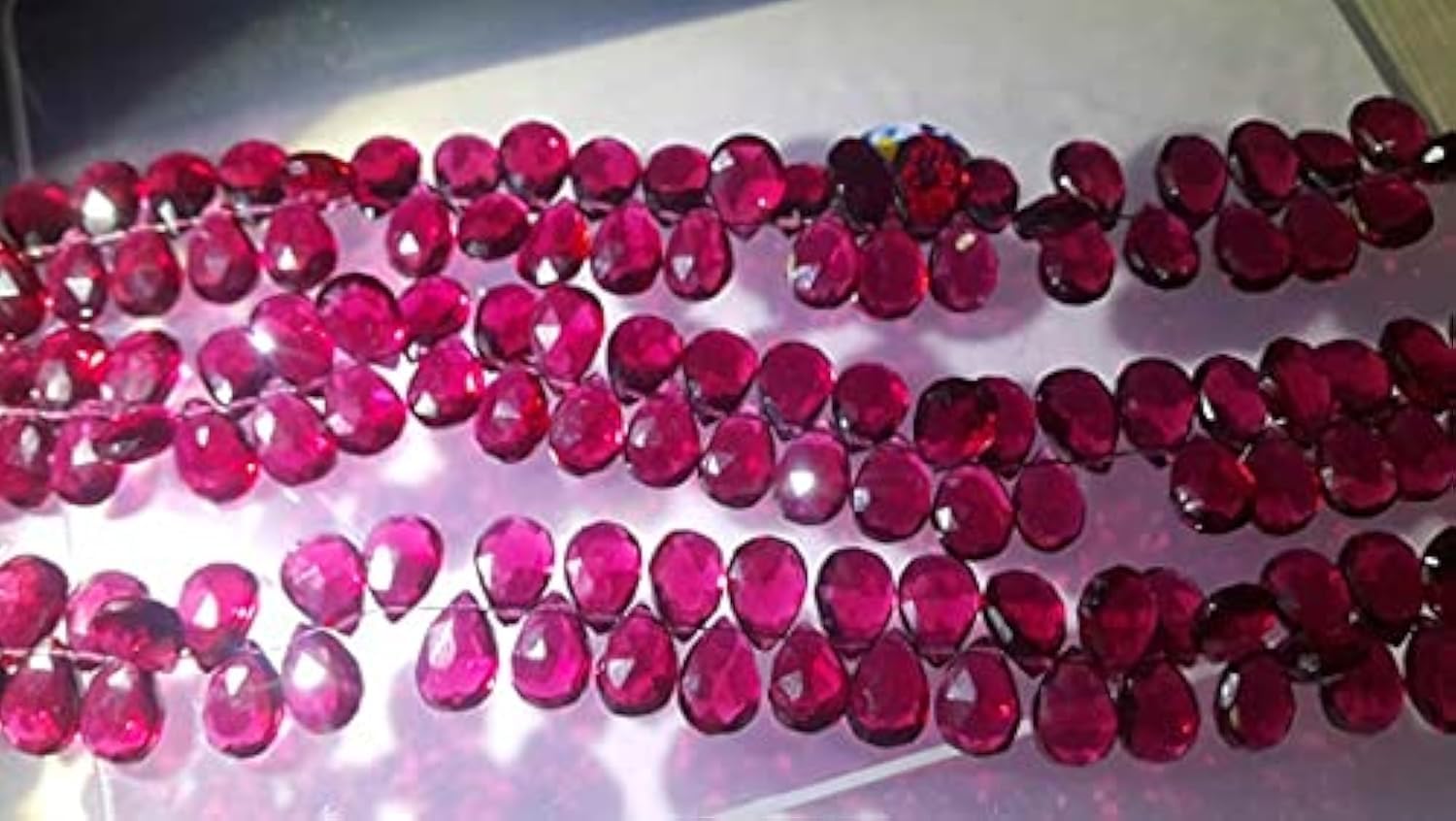Quartz tourmaline rose briolettes poires facettées 10mm LKBEADS