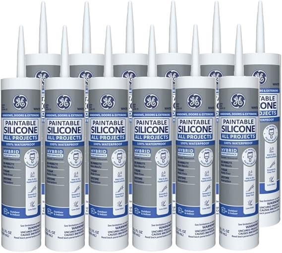 GE Silicone GE7000 10.1oz 9.0 Oz White Paintable Silicone