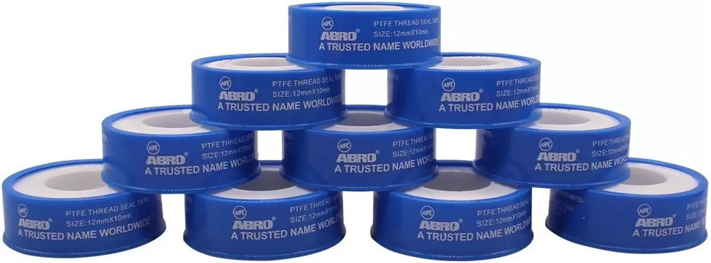 PTFE - 120110 Thread Seal Tapes Teflon Pipe Sealant Industrial Thread Sealants Plumbers for Leak Water Plumbing Air Head Pipe 12mm x 10Mtr (White, 10Pcs)
