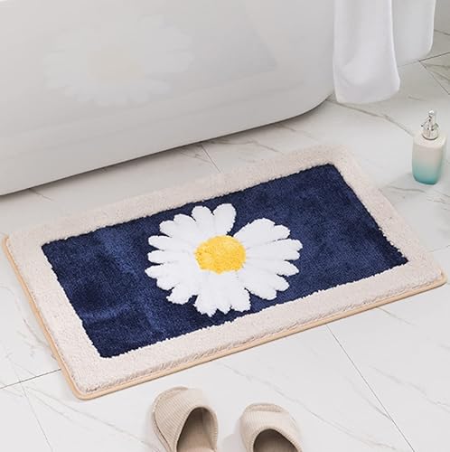 Miniatura 5 de Alfombra de baño con diseño de margaritas, suave, antideslizante, absorbente, protector para mascotas, reutilizable, lavable a máquina, decoración