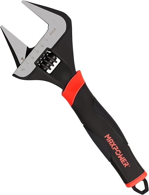 MAXPOWER Adjustable Spanner 200mm/8-Inch, Wide Opening Adjustable Wrench for Plumber - MAX Opening Capacity 35mm