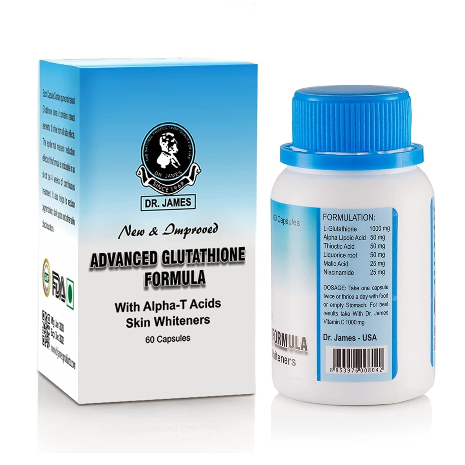 dr james glutathione tablets Dr. James L-Glutathione Advanced Formula | Herbal Capsules with Alpha-T  Acids & Botanicals for Vitality