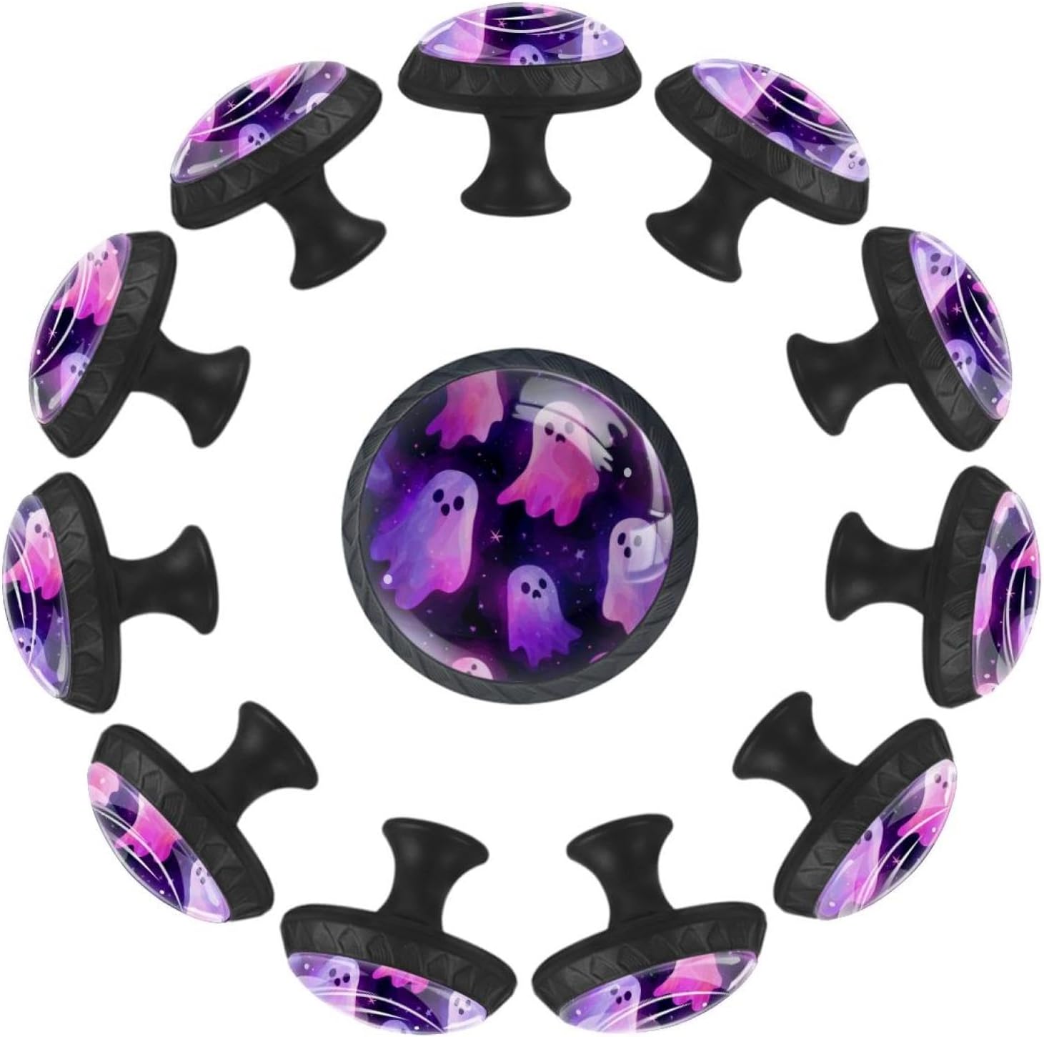 Black Cute Ghosts (1) Pattern Furniture Knobs, Practical Drawer Pulls for Cabinet and Dresser