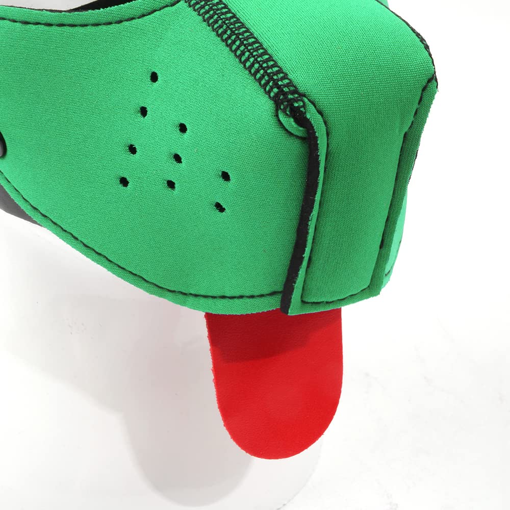 Neoprene Puppy Face Muzzle Dog Hood Mask Play Hoods: Green