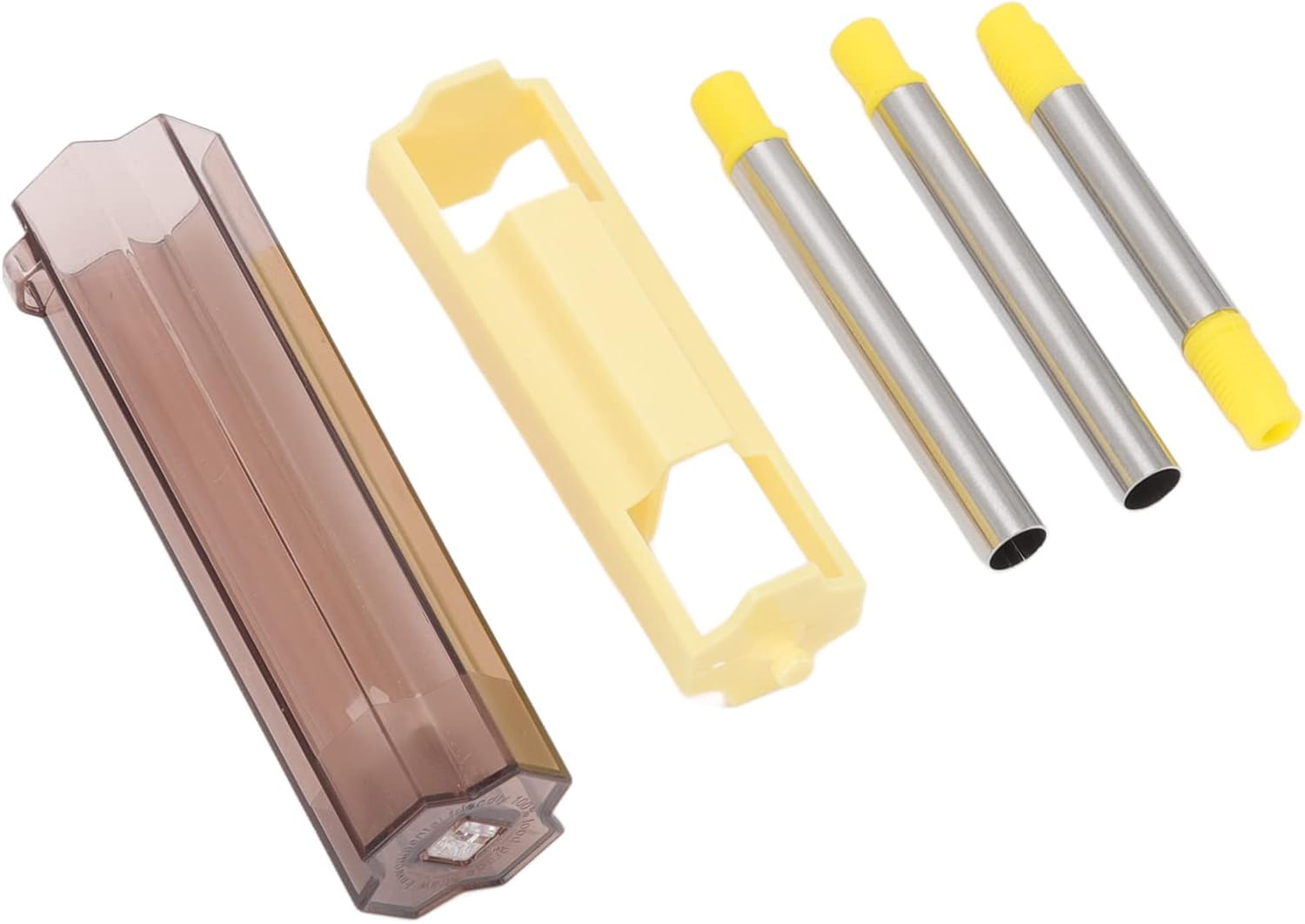 Oumefar 3 Pack Reusable Stainless Steel Silicone Metal Drinking Straws, Portable Telescopic Straw with Case, Yellow