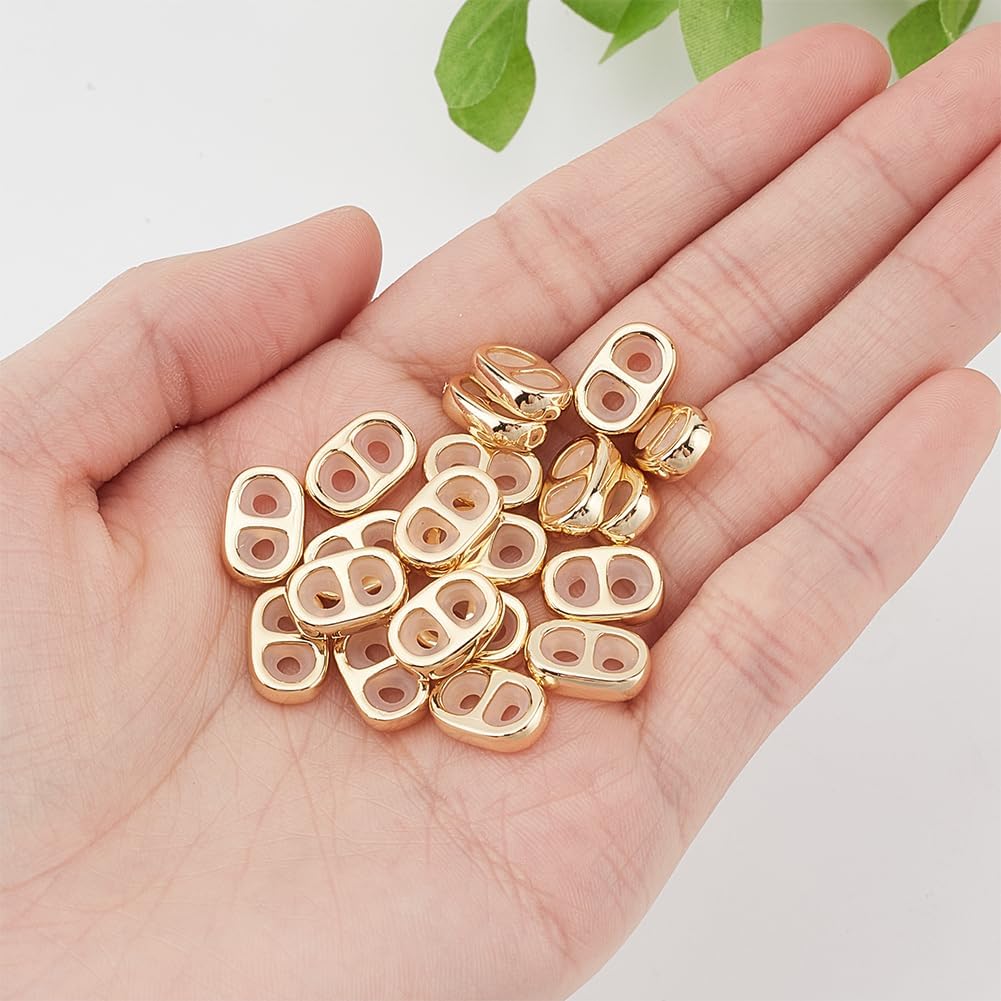 20Pcs 18K Gold Stopper Beads Double Hole Silicone Slider Brass Loose Spacer Beads for Jewelry Making Accessory Supplies DIY Craft Leather Cord Bracelets Necklace Dangle Earring - Image 3