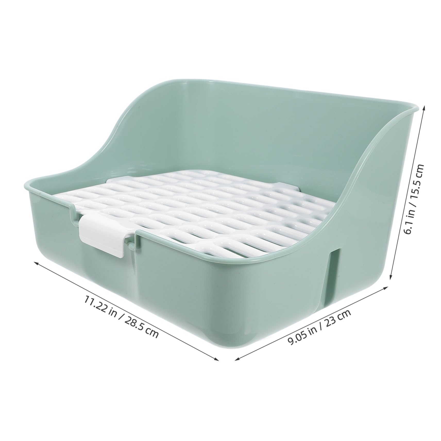 Kaninchentoilette Eckschale aus Abs mit Antispritz Design und Komfortabler Umgebung Große Meerschweinchen Töpfchen für Kaninchen und Zwergkaninchen in Hellem Grün