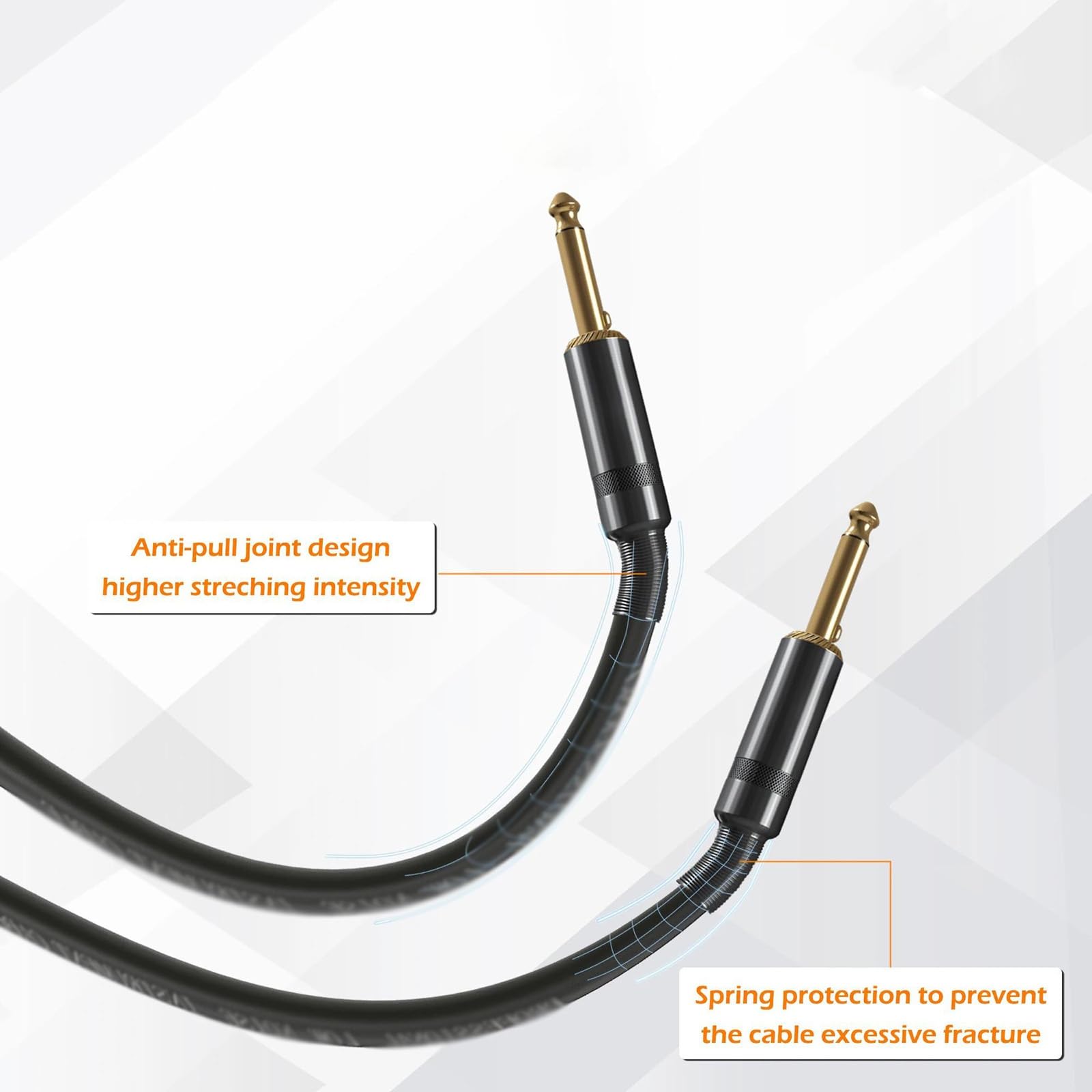 Professionnel Câble Audio Câble De Guitare À Double Prise Droite De 3m, Double Noyau OFC Muet, Coque Métallique, Câble Audio Anti-traction De 6.35mm