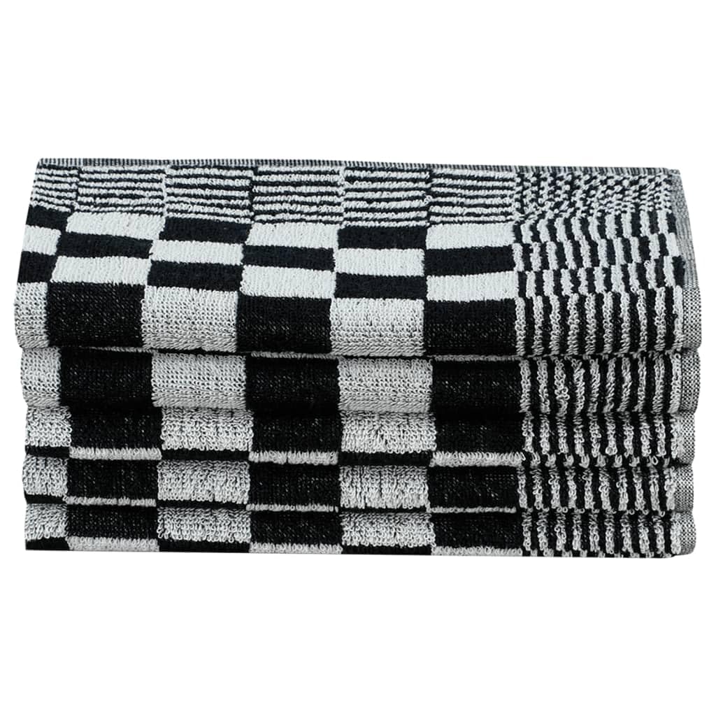 50-TLG Handtuch-Set Schwarz Weiß Baumwolle 25 Geschirrtücher 50x70 cm 25 Gästetücher 50x50 cm saugfähig weich pflegeleicht für Bad, Sauna, Strand, Wellness, Fitnessstudio, Hotel, Reise
