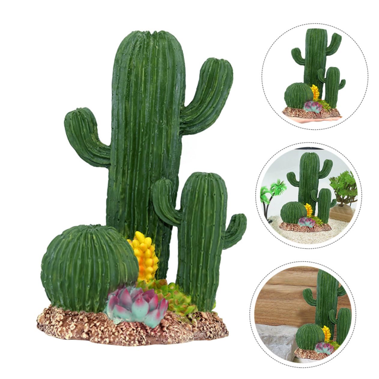 DOITOOL Decoración de Cactus para Terrario Caja de Reptiles Plantas para Reptiles Adorno de Cactus Vívido Decoración Paisajística para Terrarios Su Hábitat