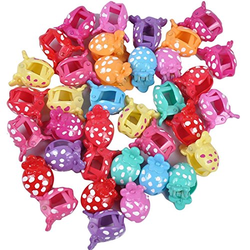 XIMA Dot Bright Mini Hair Claws Clips for Baby Girls Accessories Pack of 36 (Dot-Strawberry)