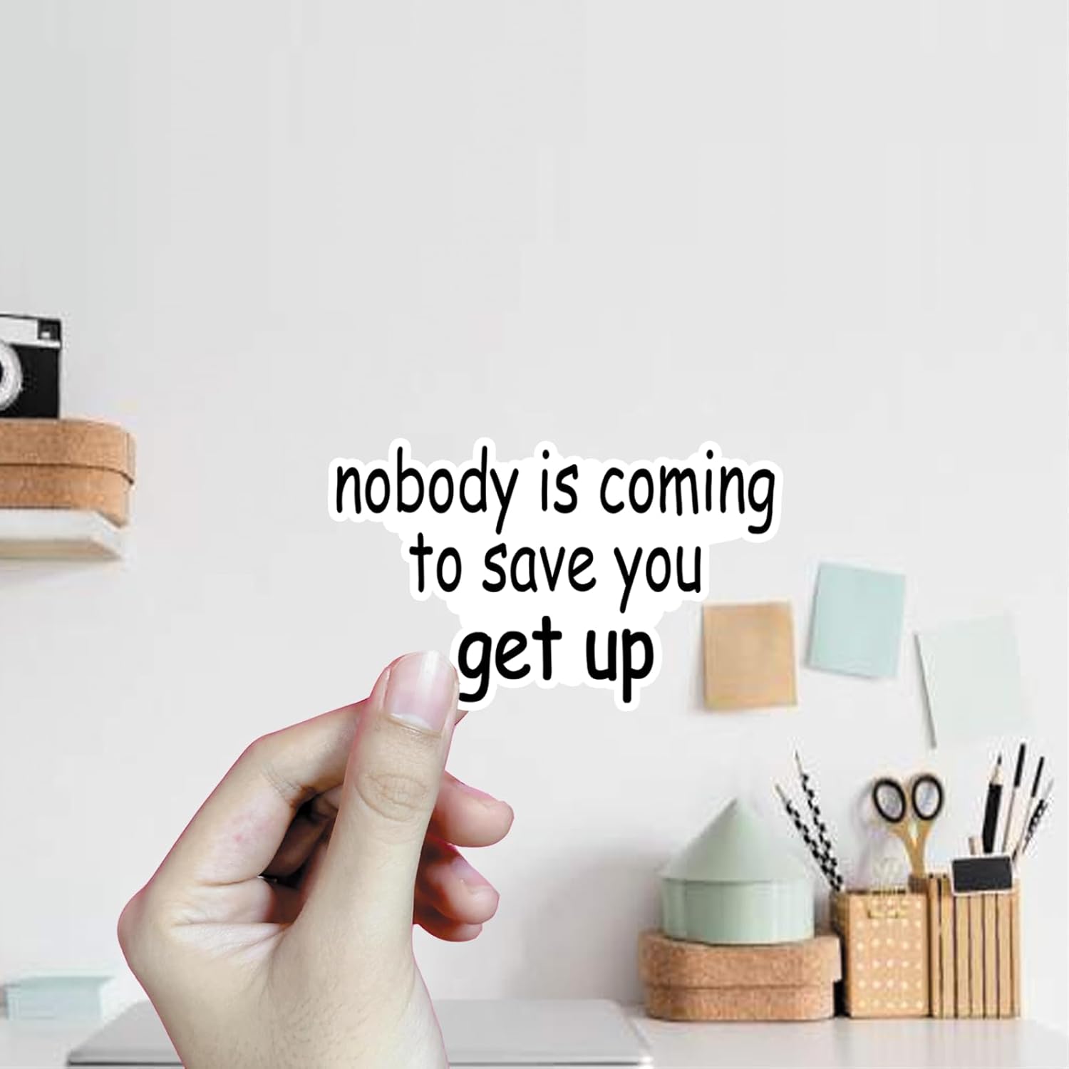 (3Pcs) Nobody is Coming to Save You Get Up Sticker Motivational Quotes Stickers Decal Waterproof Vinyl Stickers Adult for Laptop Kindle Car Tumbler Water Bottle Mug Phone Notebook Helmet Size 3”x1.9” - Image 2