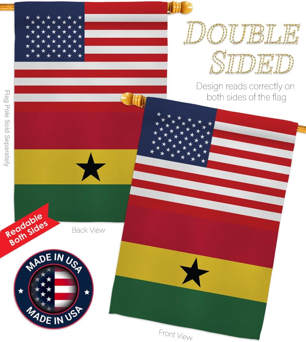 World Cup Ghana USA Friendship Flag Wall Decor 2 Pcs Banner Flag Patio Lawn Garden Room Decorations Outdoor Tapestry Yard Signs Art FIFA Gifts Team Qatar Trophy Soccer Game Football Made in USA
