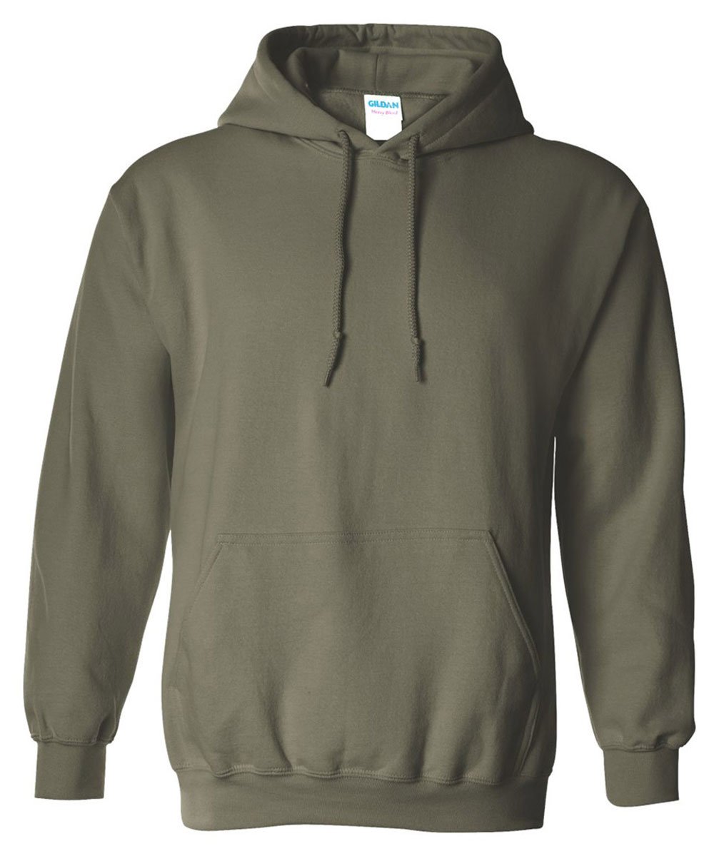 Gildan Heavy Blend Military Green Sweatshirt L - Air Jet Spun Yarn, Pouch Pocket, Twin Needle Stitching