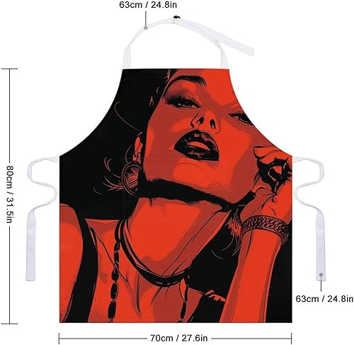 Miniatura 2 de MUSM Apron for Adults - 27.6 X 31.5 Inch, Heavy-Duty Polyester Aprons with Two Large Pockets, Waterproof Retro Style Woman Kitchen Apron for