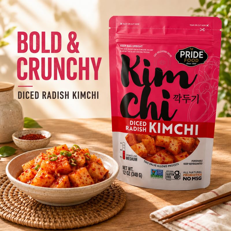 Image of BINGGRE DICED RADISH KIMCHI 12OZ FRESH KOREAN KIMCHEE IN KIM CHI kimichi 김치 MOTHER MILD CHEE TEMPEH DAIKON PICKLES WHITE RADISH TWINS JONGGA RAMEN ORGANIC VEGAN NAPPA LAWS MAMA