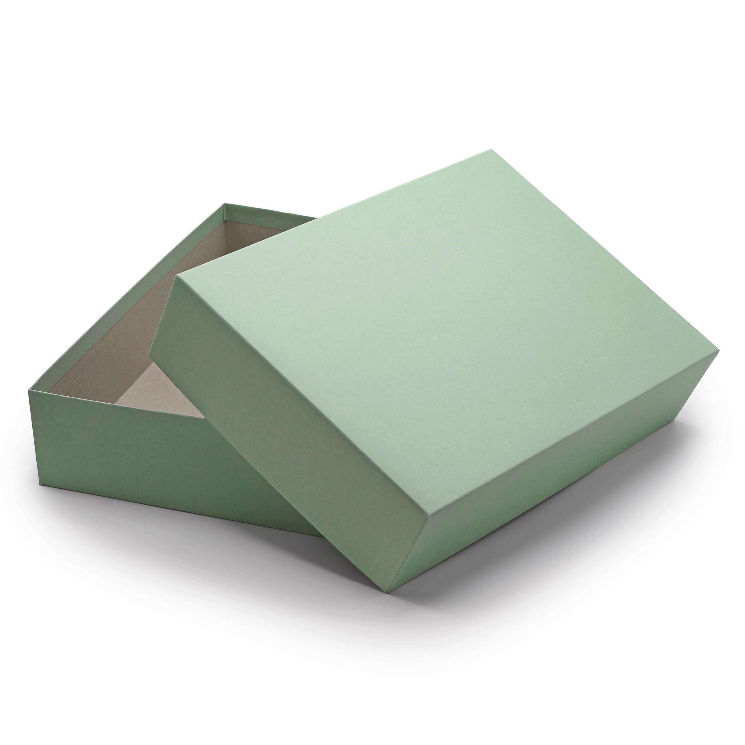 NEUSER PAPIER Geschenkbox mit Deckel DIN A4 – Aufbewahrungsbox Karton Eukalyptus-Grün bezogen – Geschenkkarton Schachtel stapelbar 302 x 213 x 70 mm, 1 Stück Bürobedarf & Schreibwaren