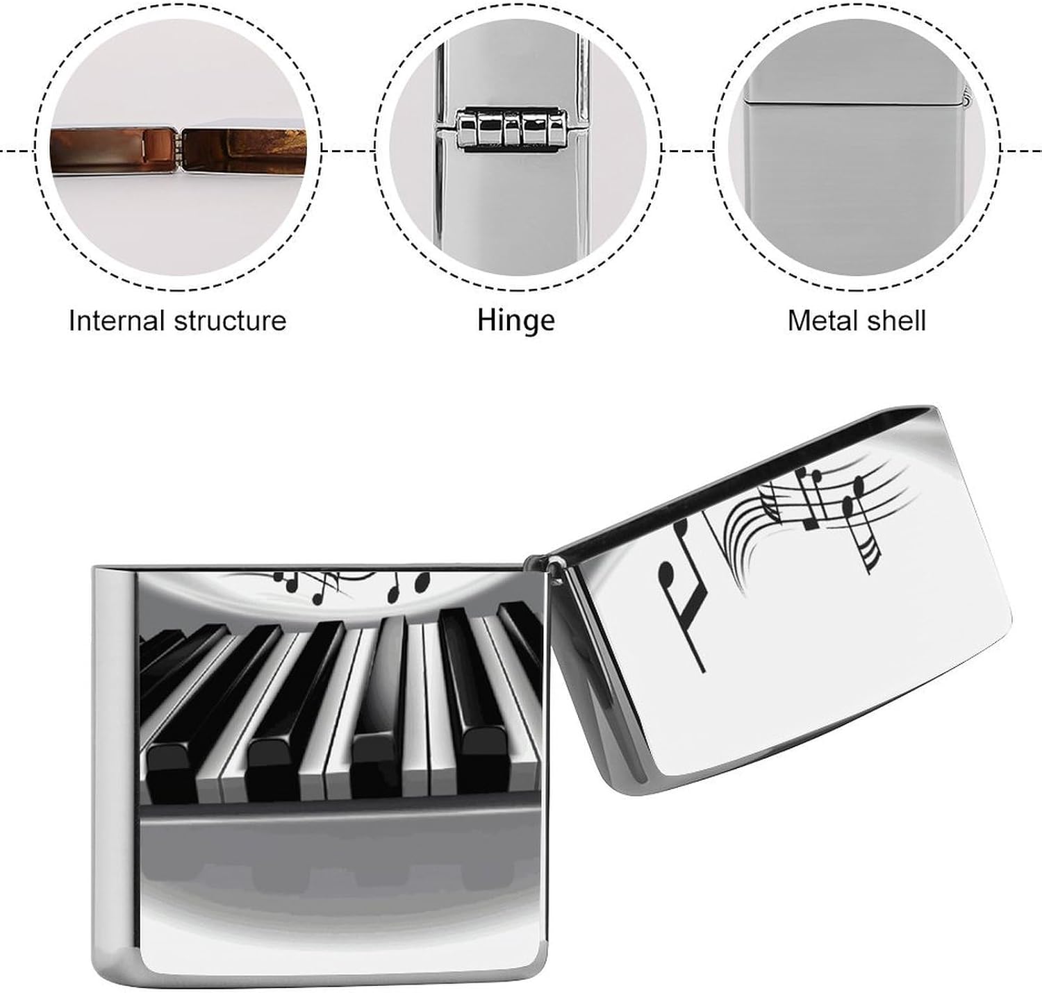 Piano Music Symbol Metal Lighter Case Cover Lighter Sleeve