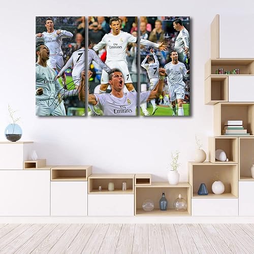 Miniatura 155 de TISHIRON 3 paneles CR7 Cristiano Ronaldo - Póster en lienzo para decoración de pared, pelota deportiva, casa moderna, para club, arena, sala