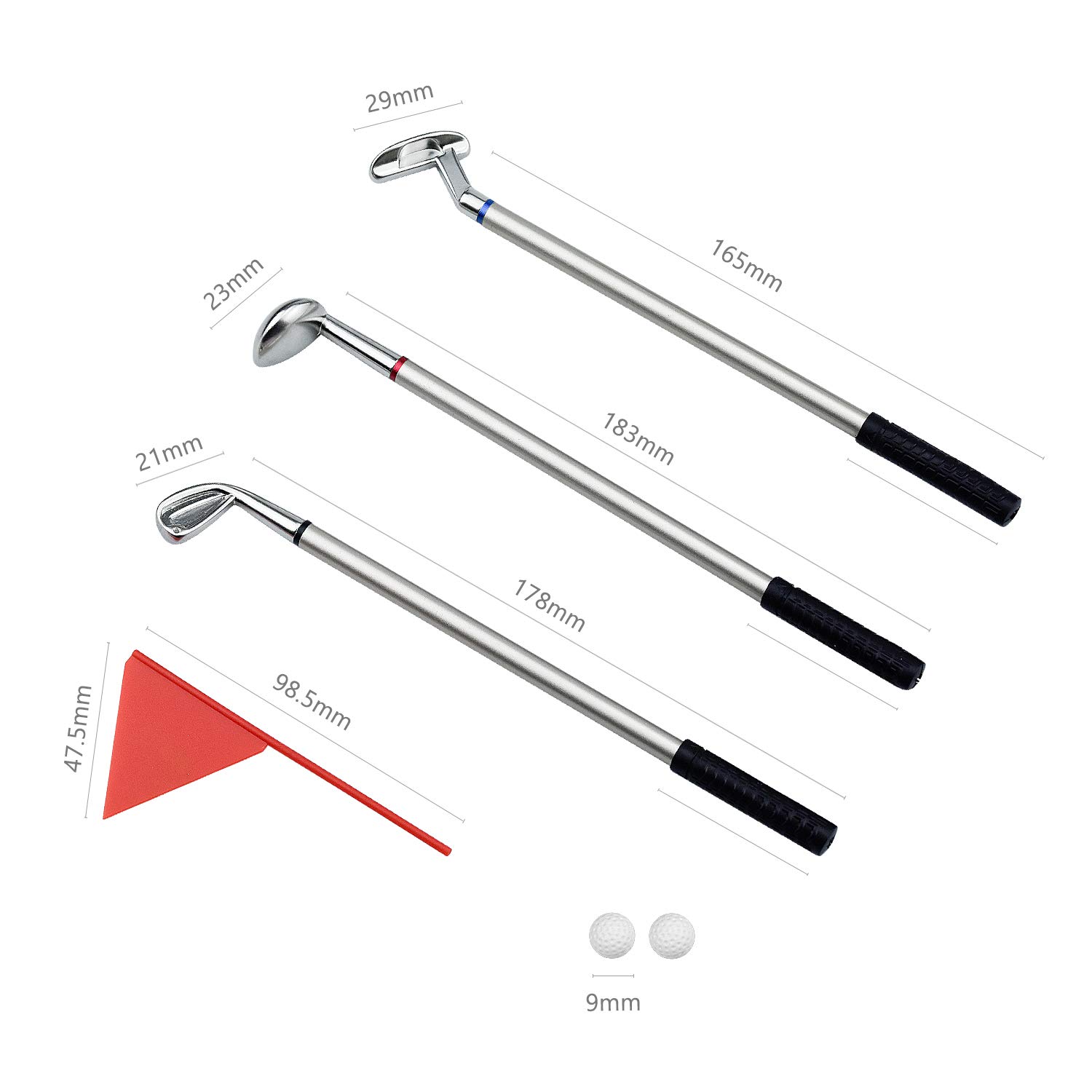 Demason Penne per Mazze da Golf, Set di Modelli da Golf, 3 Bastoncini, Bandierina, 2 Palline