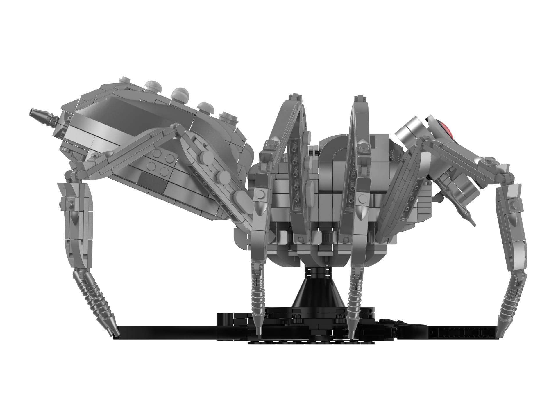 BlueBrixx Trzy, srebrny pająk, 1346 klocków zaciskowych, model 3D