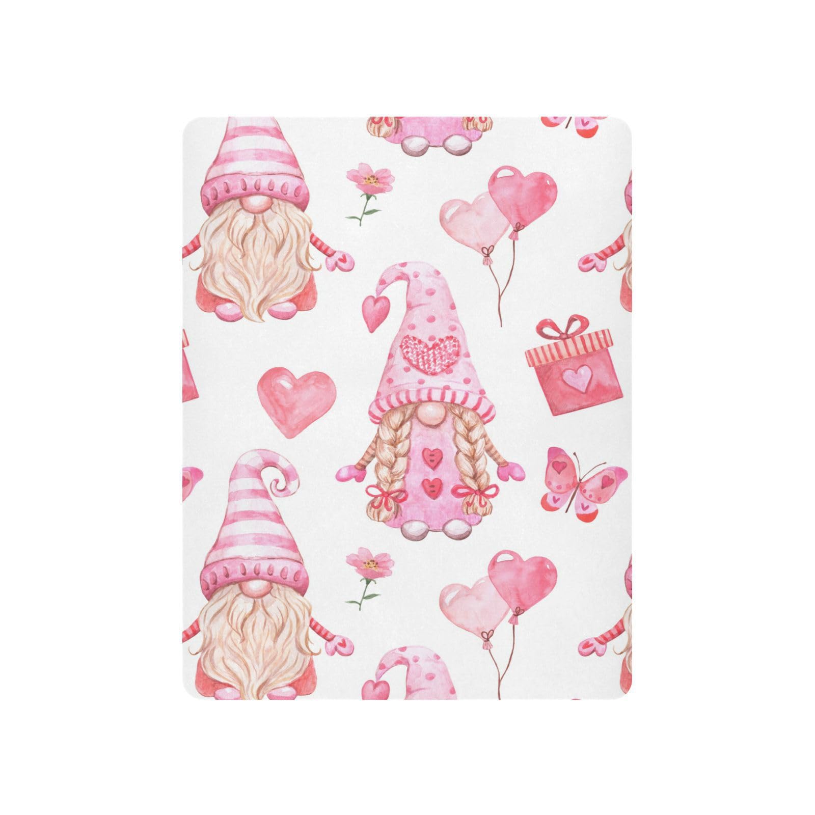 Moudou Valentine's Day Gnome Playard Sheet for Boy Girls, Soft Breathable Fitted Toddler Sheet for Standard Playard Bed Mattress, 39 x 27 x 5 Inch