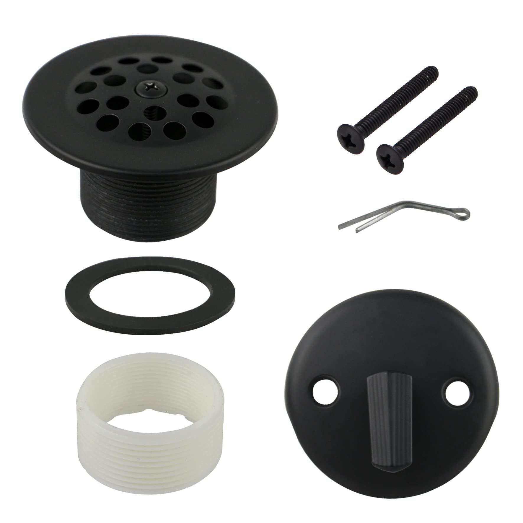Matte Black Trip Lever Tub Trim Kit Set with 2-Hole Overflow Faceplate ...