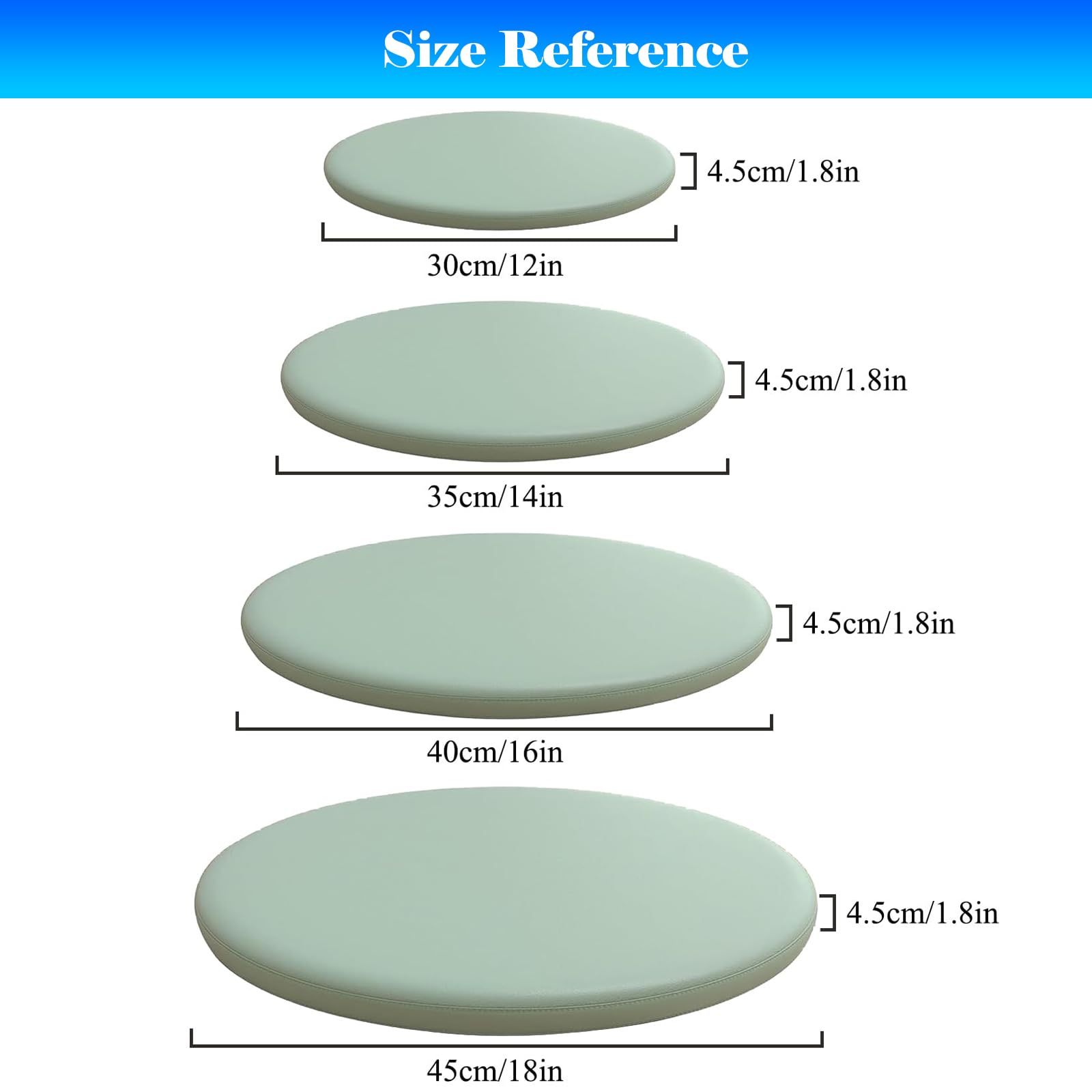 Confezione da 4 cuscini rotondi antiscivolo in memory foam, per sala da pranzo, 40 cm, per un maggiore supporto e seduta