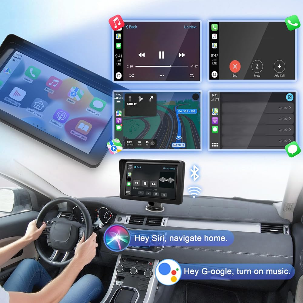 Pantalla Carplay Coche para Isuzu D-MAX, Bighorn, Campo Pickup, 7 Pulgadas Portátil IPS Pantalla Automóviles Radio con Bluetooth Asistente de Voz