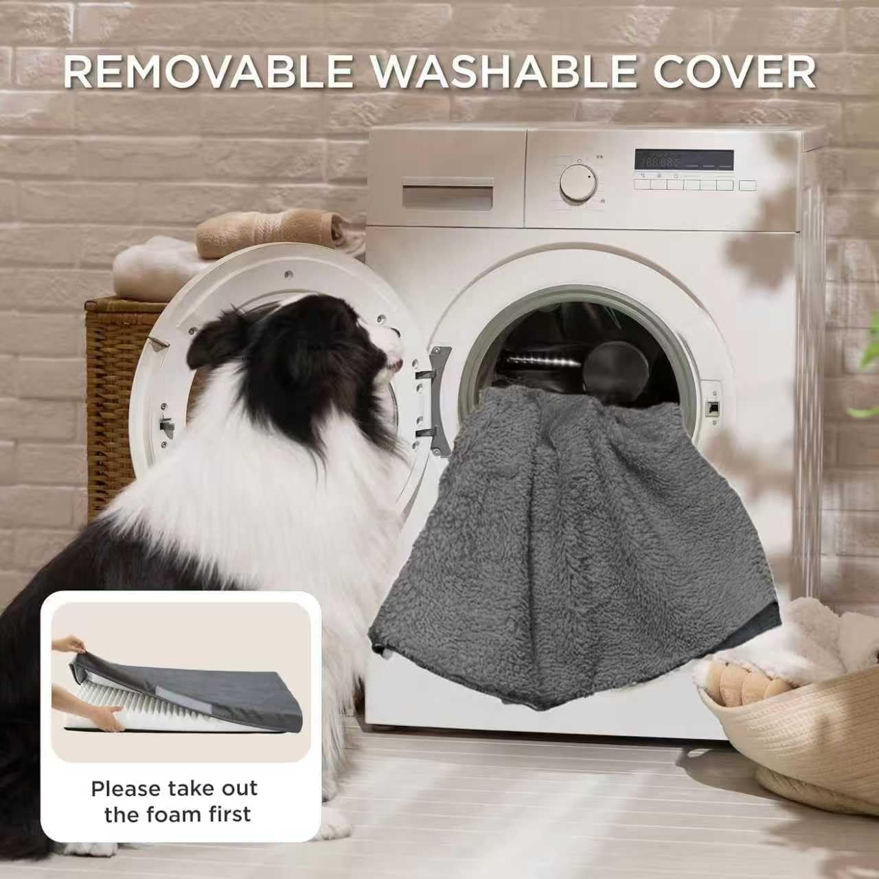 Large Dog Bed, Orthopedic Dog Bed Egg Crate Foam Dog Bed for Large Dogs up to 60lbs, Soft & Cozy Pet Bed Mat with Removable Washable Cover