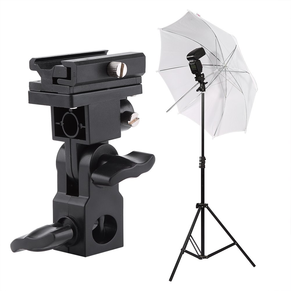 Uniwersalny Mocowanie Lampy Błyskowej z Otworem na parasolkę na Statyw Oświetleniowy, Statyw do Aparatu, Parasol Odblaskowy, lampę studyjną, Softbox, Dyfuzor Speedlite Czarny
