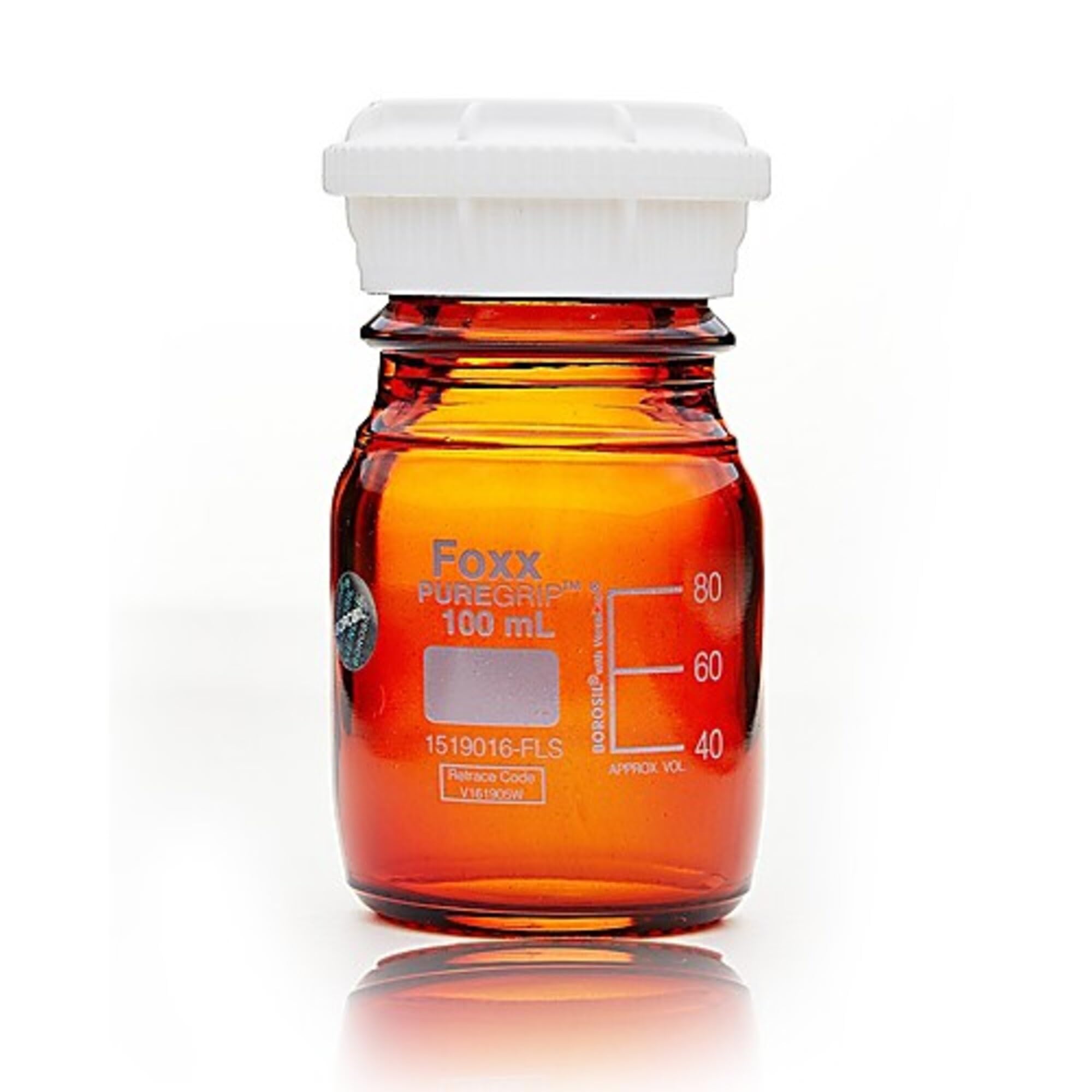 Borosil 1519030-FLS PUREGRIP botellas de vidrio de borosilicato ámbar reactivo con tapa de rosca GL45, capacidad de 2000 ml, paquete de 10