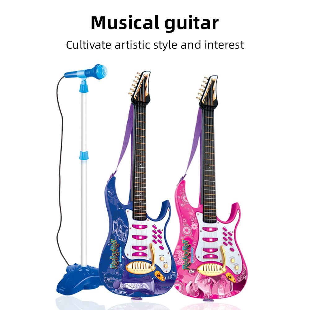 HUIOP Set musicale per chitarra Kit strumenti musicali multifunzione Volume regolabile Manopole chiuse Chitarra elettrica con amplificatore microfono