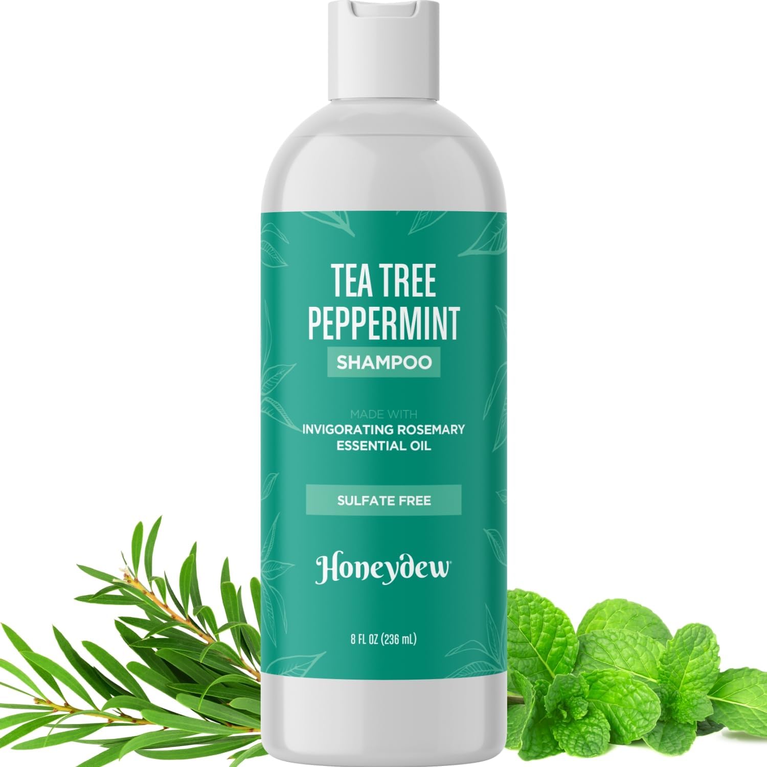 Tea Tree Peppermint Moisturizing Shampoo with Organic Mint and Jojoba Oil (8 oz) - Color Safe and Sulfate Free for Kids, Women and Men - 100% Money-back Guaranteed and USA Made Products
