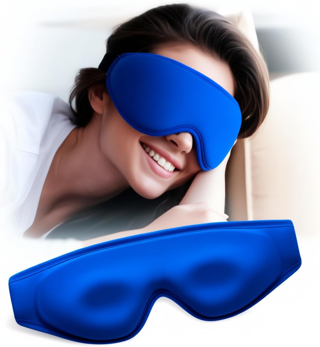 Contoured Cooling Gel Eye Mask: Upgraded Full-Eye 3D Coverage, Faster Cold Compress Relief for Puffy Eyes & Dark Circles, Reusable Soft Ice Gel for Eye Bags, Tired Eyes, Self Care (Blue)